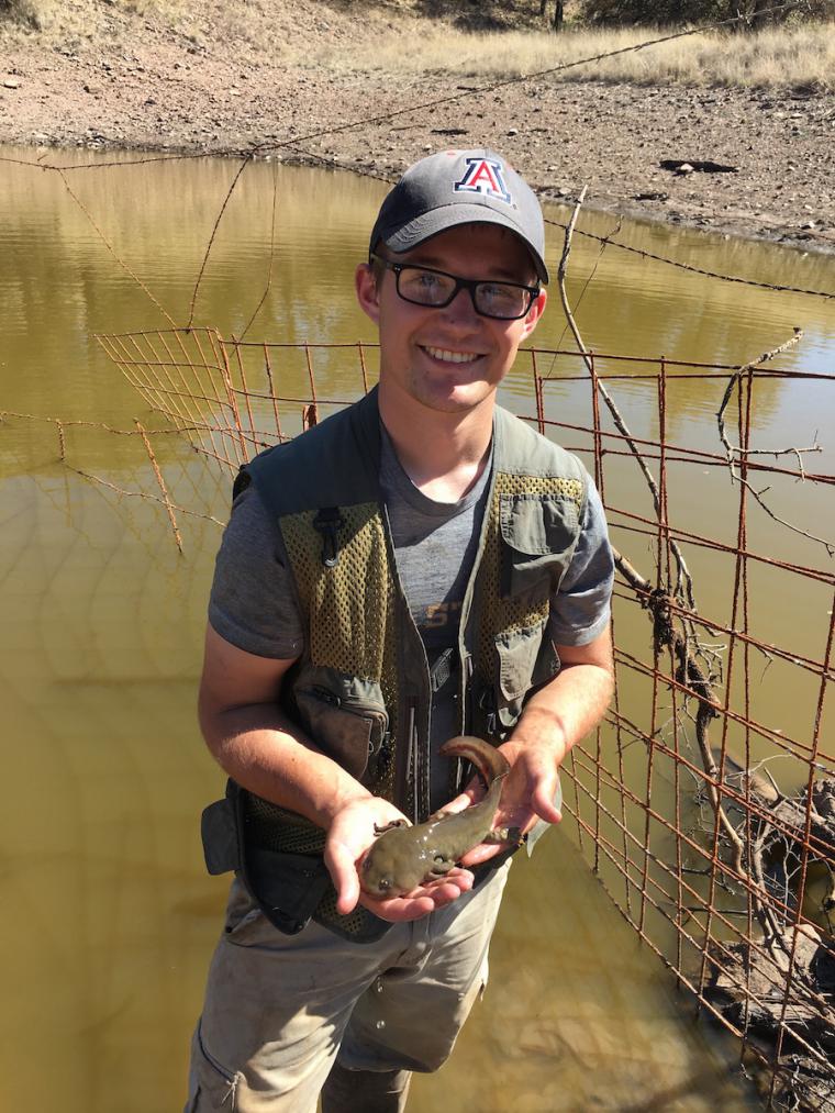 Colin Brocka with brachiate salamander